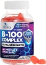 B Complex Supplement Gumies with Vitamin C & Follic Acid, Extra sila Super Vitamín B Gummy s niacínom, B6, Kyselina listová, B12, Biotín, Nature's Energy Immune Supports - 120 Gummies