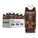 Evolve Plant Based Protein Shake, Double Chocolate, 20g Vegan Protein, Dairy Free, Non-GMO, 10g Fiber, 11 Fl Oz (Pack of 12) - (Formula May Vary)