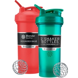 BlenderBottle Classic V2 fľaša Shaker Perfektné pre proteínové Shake a pre cvičenie, 28-Ounce (2 balenia), červená, zelená