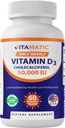 Vitamatický vitamín D3 50 000 IU (ako cholekalciferol), dávka jedenkrát týždenne, 1250 μg, 60 Veggie Kapsule 1 rok, Progresívna formula na podporu nedostatku vitamínu D (60 počet (dávka 1))