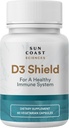Sun Coast Science Science Sciences D3 Shield - Vitamín D3 5000 IU pre Immune Support and Bone Health 60 Vegetariánske kapsuly K2 s 180 mg uhličitanu vápenatého Maximálna absorpcia