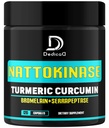 4- in- 1 Nattokináza 2000 Fu, Turmérium, Hypromelóza, Serrapeptáza - Spike Protein Detox - telesná rovnováha, Circulation Health & Immune System - 120 Kapsule 4- Month Supply