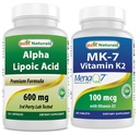 Najlepšie prírodné Alpha Kyselina lipoová 600 mg & vitamín K2 (MK7) s D3