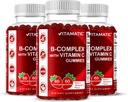 Vitamatický vitamín B komplex Gumies s vitamínom C a inozitol - prírodná jahodová chuť - 60 Gumiem (3 fľaše)