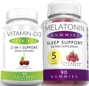 Mauricettes Žuvateľný vitamín D3 s K2 a melatonínovými guličkami Immunote a podpora spánku pre deti a dospelých