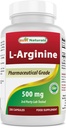 Najlepšie prírodné L-arginín 500 mg 250 Kapsule - Farmaceutický stupeň L Arginín doplnok podporuje syntézu oxidu dusnatého