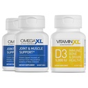 OmegaXL Spoločná podpora doplnok - Natural Muscle/Immune Support, 60 Softgels (2 balenia) & VitaminXL D3 High Potency Daily Vitamín D 5000 IU 125mcg Supplement (30 Softgels)