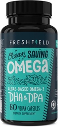 Ocean Saving Omega, Algae Omega 3, DHA Supplement, 2-Month Supply, Trvalo dostupné, Najvyššie hladiny DHA na kapsulu (440 mg), w/DPA