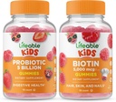 Životaschopné probiotiká 5 miliárd detí + biotínové deti, Gummy Bundle - skvelé ochutnávky, vitamínové doplnky, bezlepkové, bez GMO, žuvacia Gummy