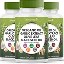 Oregano olej cesnak extrakt Olive Leaf Black Seed olej Astragalus - Imunitná podpora doplnok pre ženy a mužov 180 Počet