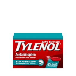 Tylenol Extra sila Ľahko prehltnúť acetaminofén, bolesť Reliyver & Horúčka Redukcia Obalené kaplety pre dospelých s technológiou Gentleglide, 500 mg Extra sila Acetaminofén, 100 ot