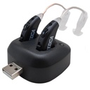 Digitálne sluchové zosilňovače - Dobíjateľný Premium BTE Osobný zvuk zosilňovač pár s USB Dock, za zariadenia na zvýšenie sluchu ucha s dlhou životnosťou batérie, čierna
