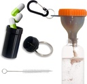 Proteín Funnel Set Travel Protein Powder Containers with 1 Carabineer 1 Brush and 1 Mini Pocket Pill Box Posilnený, aby sa zabránilo spills Gym Pre-Workout Supplement Orange Powder Funnels