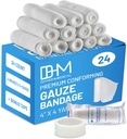 D&H Medical Balíček 24 Gauze Bandage Roll 4 palce x 4 Yards - Medical Gauze Wrap pre starostlivosť o rany - jednoduché použitie bavlnené Gauze rolky pre ručné obväzy Ankles a kolená