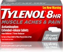 Tylenol 8 hodín Bolesť svalov a bolesť Acetaminofén Tablety na svalovú a kĺbovú bolesť, 100 ot