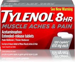 Tylenol 8 hodín Bolesť svalov a bolesť Acetaminofén Tablety na svalovú a kĺbovú bolesť, 100 ot