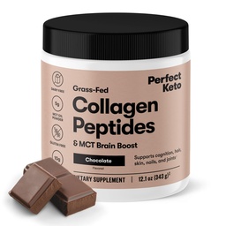 Perfect Keto Collagen Peptides Protein Powder with MCT Oil, Hydrolyzed Collagen, Typ I & III Supplement, Gluten Free, Grass Fed, Low Carb, Keto Coffee Creamer, Collagen for Women & Men, Chocolate