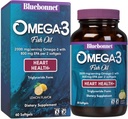 Bluebonnet Nutrition Omega-3 Heart Formula Natural Wild Caught Triglycerid Form DHA 600 mg EPA 800 mg - Vysoko koncentrované Heart Health Suplement - Gluten-free - 60 Softgel