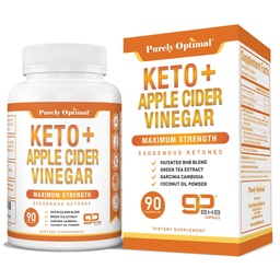 Purely Optimal Keto BHB & Apple Cider Kapsule Ocot - Exogenic Ketones Supplement with The Mother for Ketosis Support, Healthy Lifestyle & Celkové dobre Being - 90 Kapsule