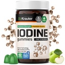 BIO KRAUTER Iodine Gummies - 60 Vegan Chews - 250 mcg Iodid draselný - Iodine Supplement with Selenium Zink - Apple Flavor, Pectin-Based Chews