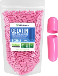 XPRS Nutra Veľkosť 2 prázdne kapsule - 500 Počet prázdnych želatíny Kapsule - Tabletky DIY Kapsule plnenie - Pure Bovine Pill Gel Caps pre Do-It-Tvoje vlastné doplnky (Pink)