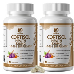 10-IN-1 Cortisol Doplnky s horčíkom, Ashwagandha, Kamilka, L-Theanine, Fosfatidylserín, ľubovník bodkovaný, Astragalus, Vitamín C a D3, Pre ženy Muži, 240 Vegan Kapsule po dobu 4 mesiacov, Non-GMO