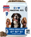 Žuvačky pre psy, Omega 3 Fish Oil - Dog Coat & Skin Supplement - USA Product - Svrbenie Relief, Hot Spot Treat - Salmon Oil for Dogs - 120 Soft Treats - Svrbiace kožné relief, Shedding, Hip & Joint