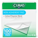 CURAD Sterilné neadrentné tampóny (Pack of 100), 3"x4" pre jemné obväzy na rany a absorpciu bez lepenia