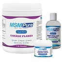KALA ZDRAVIE MSMPure Starter Bundle s MSM Coarse Flakes 1lb, MSM Muscle & Joint Cream 2oz a MSM Gel s organickým Aloe 8oz