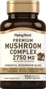 Piping Rock Mushroom Complex Capsules | 150 Pills | Herbal Extract Supplement | 8 in 1 Blend with Lion's Mane, Reishi, Shiitake, Maitake | Non-GMO, Gluten-Free, Vegetarian