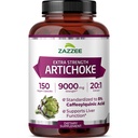 Zazzee extra sila Artičok 20:1 extrakt, 9000 mg sila, 5% kyselina kofeínová, 150 vegánskych kapsúl, 5 mesiacov dodávky, koncentrované a štandardizované 20X extrakt, non-GMO a všetko-prírodné