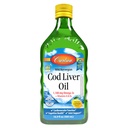 Carlson - Cod Liver Oil 1100 mg Omega-3s Plus Vitamíny A a D3, Wild Caught Norwegian Arktída, Udržateľne Zdroj Nordic Fish Oil Liquid, citrón, 500 ml (16,9 Fl Oz)
