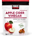 Force Factor Organic Apple Cider Vinegar Soft Chews for Digestion and Metabolition Support, Apple Cider Ocogar with Mother, ACV Supplement, Gluten-Free, & Vegan, Caramel Apple Flavor, 30 Soft Chews