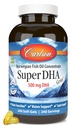 Carlson Super DHA Gems - 500 mg DHA Supplements, 640 mg Mastné kyseliny, Nórsky koncentrát rybieho oleja, Wild-Caught, Udržateľne Zdroj Fish Oil Kapsule, 240 Softgels