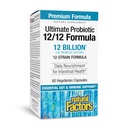 Prírodné faktory Ultimate Probiotic 12/12 Formula - Tráviace Zdravie Podpora Doplnková s probiotikami - Imunita & Gut Zdravotná podpora Supplement - 60 Vegetariánske kapsule (60 Servis)