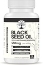 Black Seed Oil - 100% za studena potlačená čierna Cumin Nigella Sativa - Antioxidant, Immune and Digestive System Support - non-GMO, Gluten Free - 500 mg per Serving - 90 Vegan Kapsule