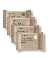 ProMix Nutrition Protein Puff Bars - Varianty Pack - Vanilla, Čokoláda, Jahodová, Čučoriedka - Marshmallow Crispy Treat - High Protein & Low Calorie - 12 Bars