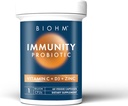 BIOHM Imunity Probiotiká s vitamínom C, D3 a zinkom, 1 miliarda CFU (60 kapsúl) Denné probiotiká pre ženy a mužov, trávivé zdravie a imunitná podpora, Vegan, bez lepidla a bez GMO