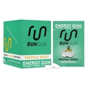 RUN GUM Tropical Boost Energy Chewing Gum 50mg Caffeine Taurine & B-vitamíny Per Piece, 24 Pieces (Pack of 12) Sugar Free, Zero Calorie, No Aspartame, and Gluten Free, 1 ea
