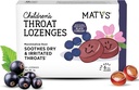 Matys Kids Hrdlo Lozenges pre vek 6 rokov staré +, Chutné čierne ríbezle chuť, Soothe suché a dráždivé hrdlá a hlasy s marshmallow koreňom, bez cukru, Vegan, bezfarbenie, bez alkoholu, 20 Počet