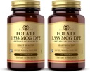 Solgar Folate 1,333 mcg DFE (Metafolin 800 mcg) - 100 tabliet, balenie 2 - prenatálny vitamín - non-GMO, bez lepidla, bez mlieka, Kosher - 200 celkových služieb
