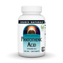 Zdroj Naturals Kyselina pantoténová 100 mg vitamín B-5 Diétne doplnky - 250 tabliet