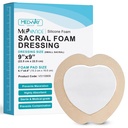 MedVance TM Silicone - Sacral Bordered Silicone Lepiaca pena na ránky prezliekanie, Bed Sore Liečba Bandage pre Sacrum, Veľkosť 9"x 9" (6.1" Pad x 6.6" Pad), Box 5 obväzov