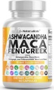 Čistá Nutraceuticals Ashwagandha Maca Root senovka doplnok s Tongkat Ali Ginseng - pomáha so stresom, Mood & štítnej žľazy - Ashwagandha Kapsule Fenugreek Caps - 1 balenie