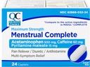Quality Choice Menstrual Complete Max Strength period Pain Relief, 500 mg Acetaminophenu, 60 mg kofeínu, 15 mg pyrilamine Maleate, Cramps, Bloating, Bolesť hlavy. 24 Počet.