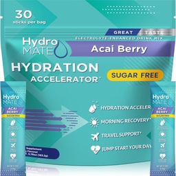 Powder Electrolyte Hydratačné balíčky bez cukru Acai Berry HydroMATE 30 Sticks