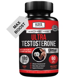 Kaya Naturals UltraTest- Muži T Booster s Tongkat Ali, Horny koza burina, Tribulus - Prírodné cvičenie doplnok pre energiu, vytrvalosť, a sila Booster - 180 Počet