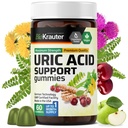 BIO KRAUTER Acid Uric Support Gummies - 60 Vegan Chews - Podpora kyseliny močovej w/Tart Cherry & Chanca Piedra 4:1 Extrakty - Prírodné obličky Supplement w/Milk Thitle and Turmeric