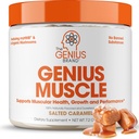 Genius Brand Genius svalovina - svalového zdravia doplnok pre rast, vytrvalosť a zotavenie - Nehormónová formula - 6 Organické huby - prirodzene sladené - 30 porcií - slané karamel