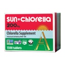 Sun Chlorella 200 mg Green Algae Superfood Supplement - Pulverized Cell Wall - Chlorofyl, CGF, Active B12, Železo, Protein - non-GMO - 1500 Tablety